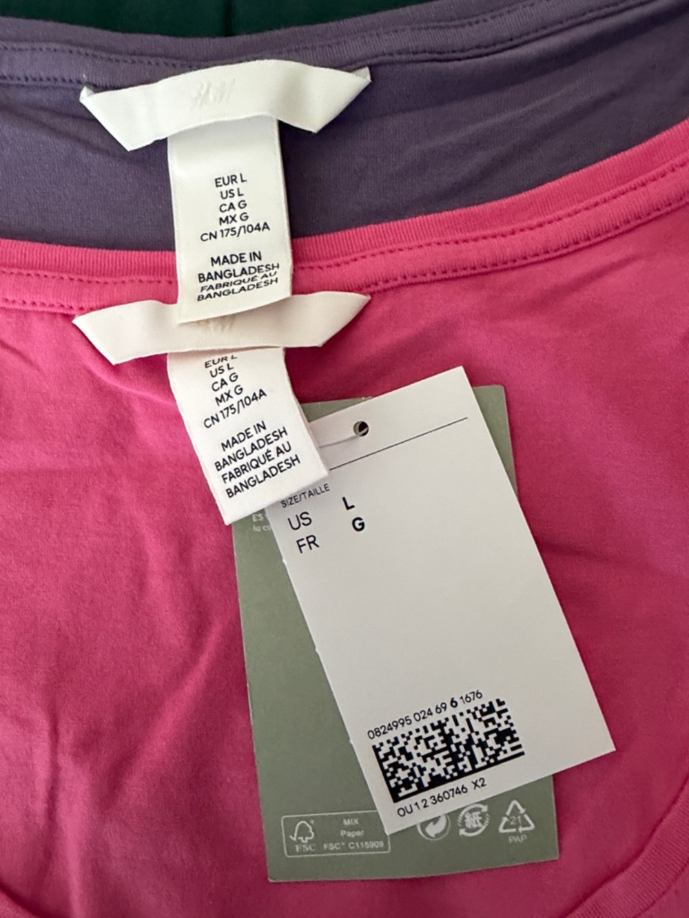 NWT H&M X2 Pink & Mauve scoop NeckLong Sleeve Tees. - Picture 3 of 8